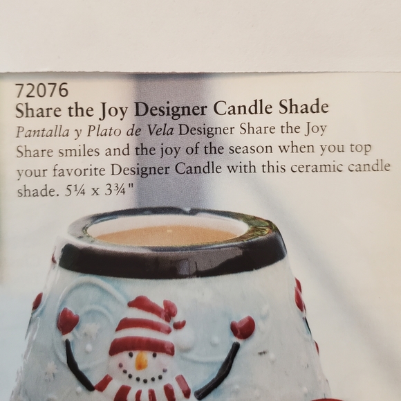 Snowman Candle Shade Topper Large 5" x 3.7" "Share the Joy" New Ceramic - Picture 4 of 9